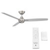 Wac Blitzen Indoor and Outdoor 3-Blade Smart Ceiling Fan 54in Brushed Nickel with Remote Control F-060